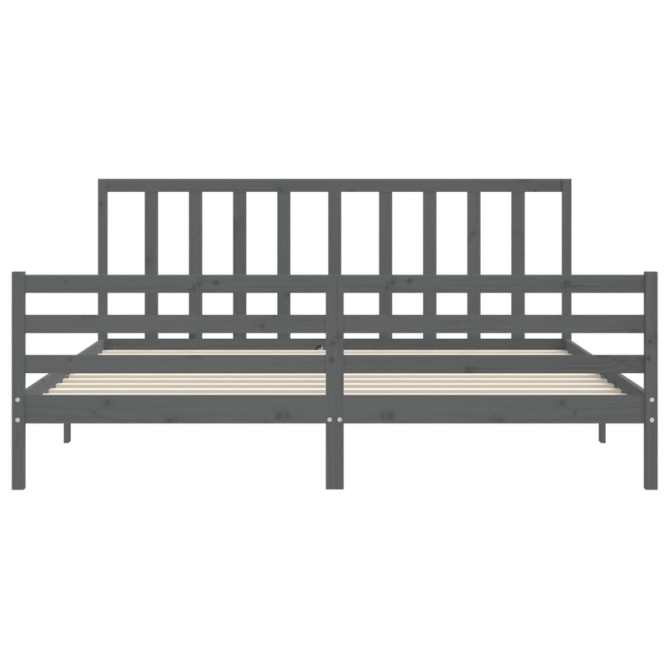 Estructura de cama con cabecero madera maciza gris 200x200