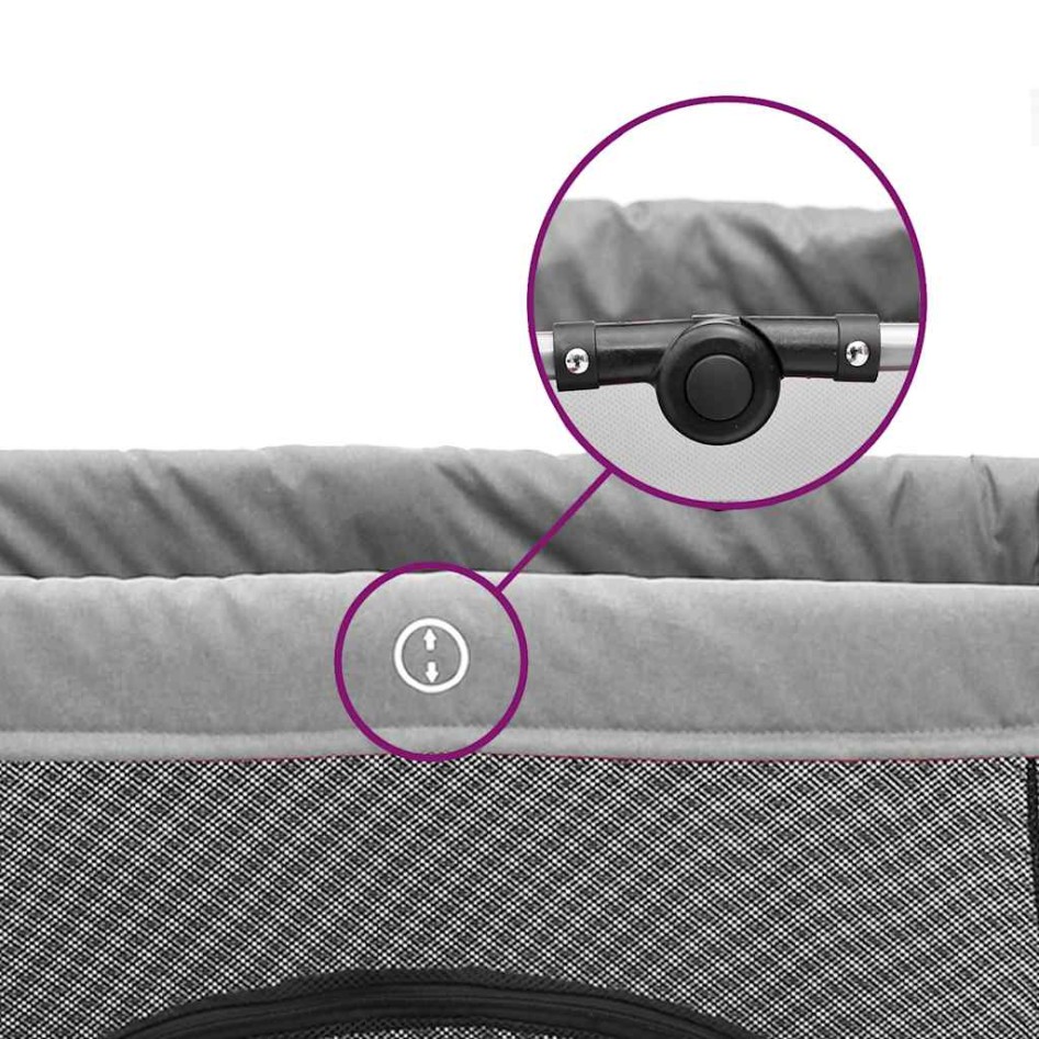 Parque infantil para bebés con colchón tela lino gris