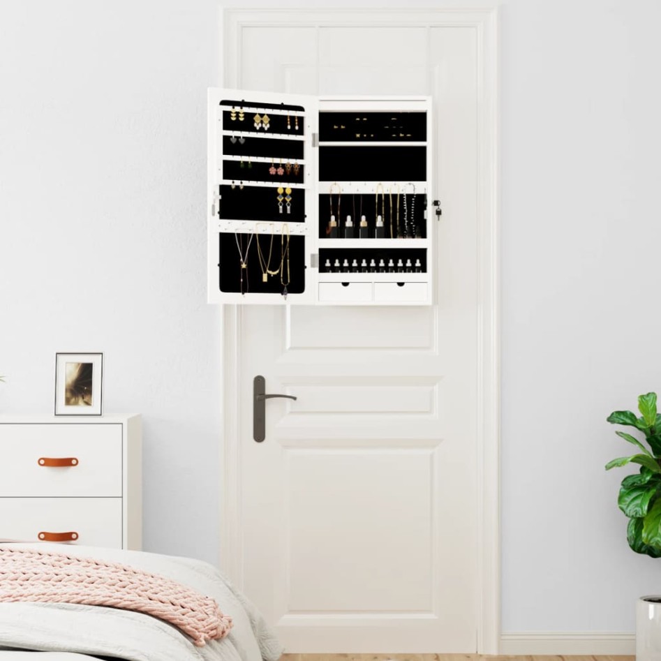 Espejo con joyero y luces LED para pared