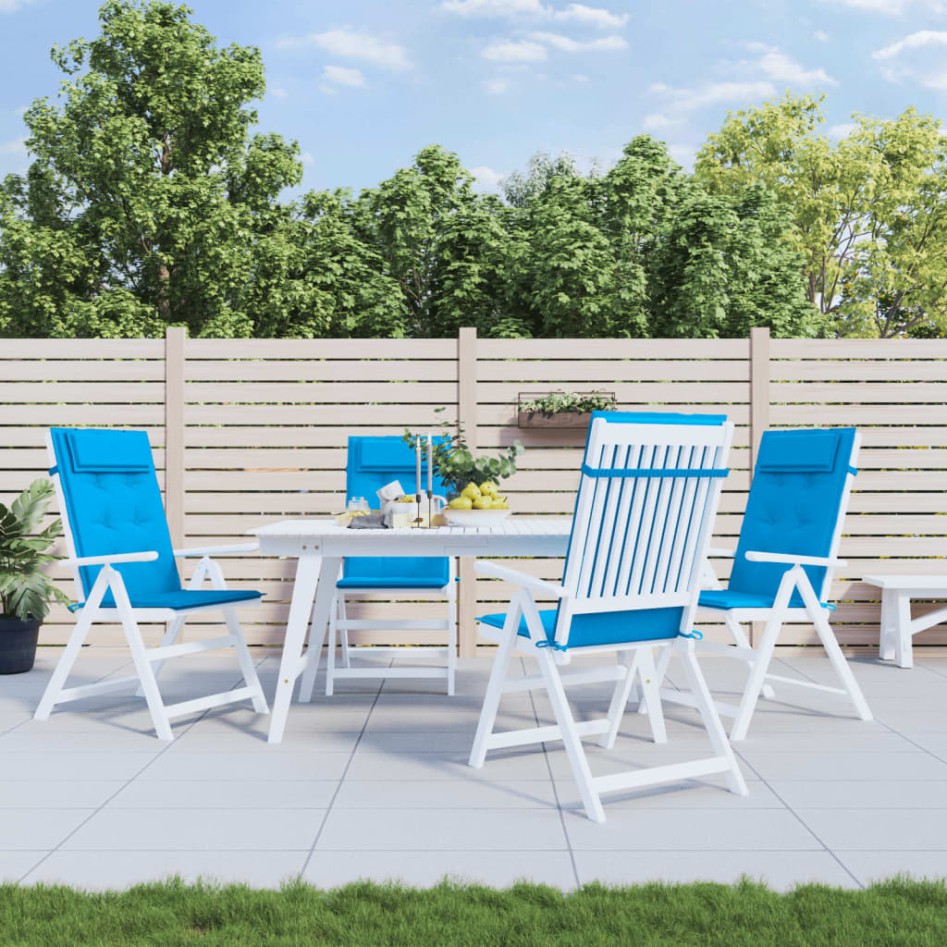 Cojines de silla con respaldo alto 4 uds tela Oxford azul