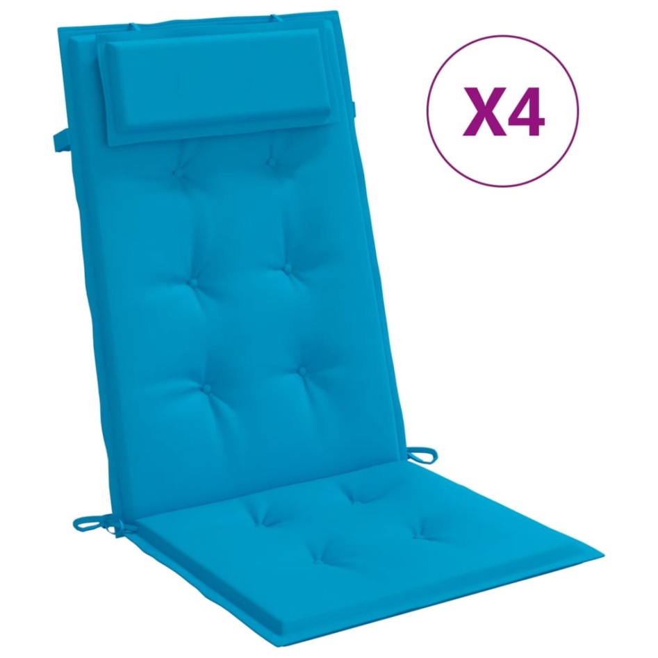 Cojines de silla con respaldo alto 4 uds tela Oxford azul