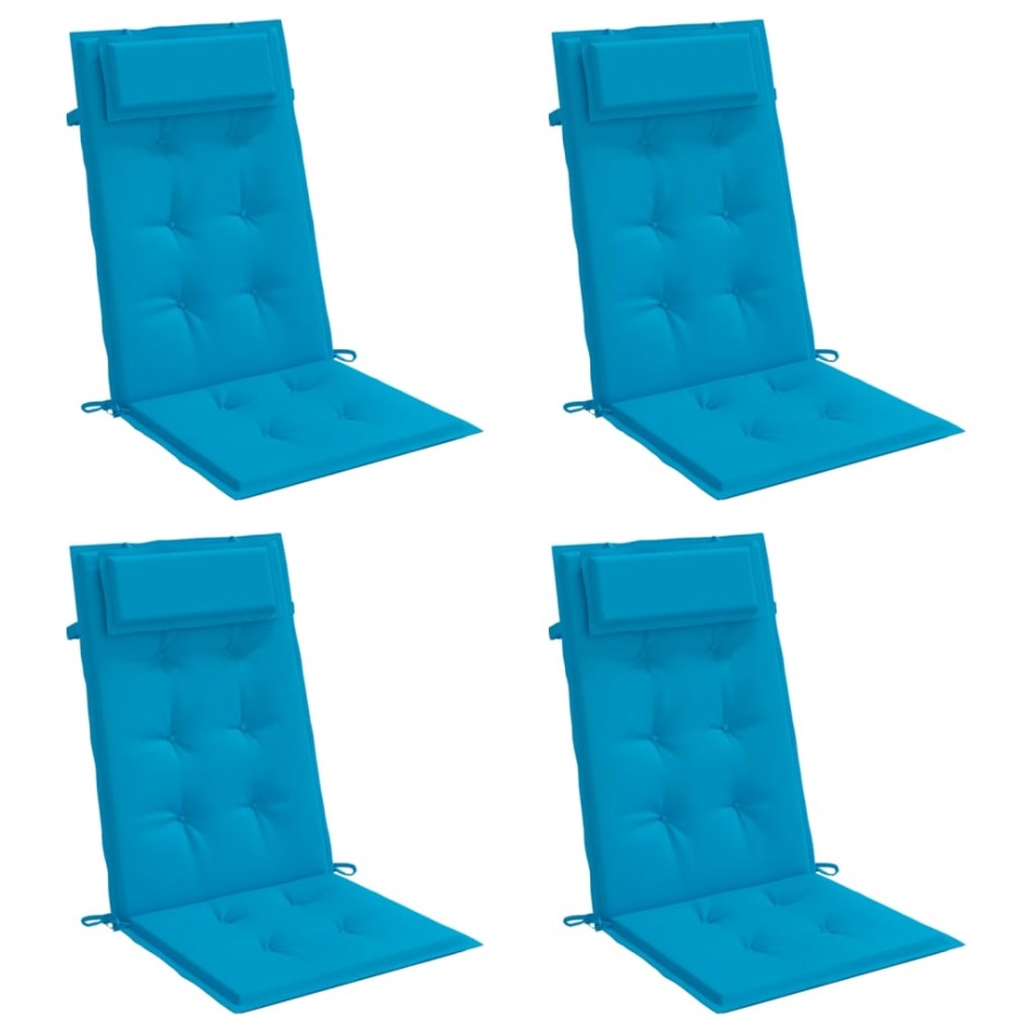 Cojines de silla con respaldo alto 4 uds tela Oxford azul