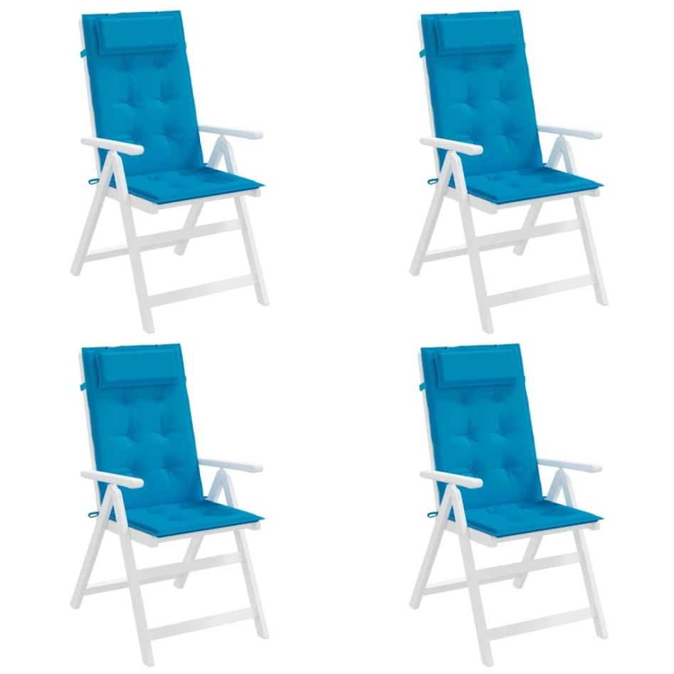 Cojines de silla con respaldo alto 4 uds tela Oxford azul