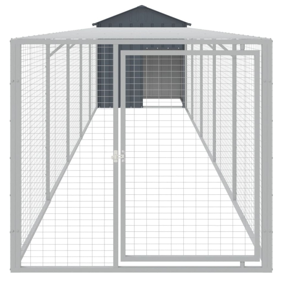Gallinero con corral acero galvanizado gris 117x609x123