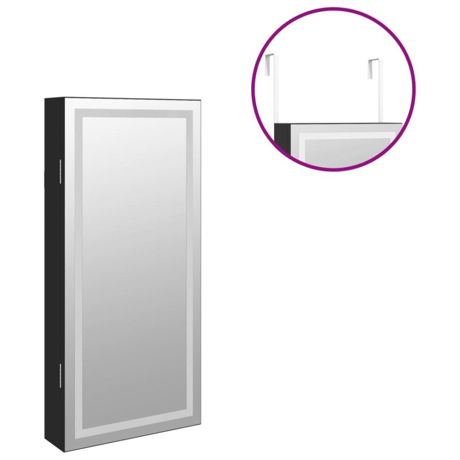 Espejo con joyero y luces LED para pared