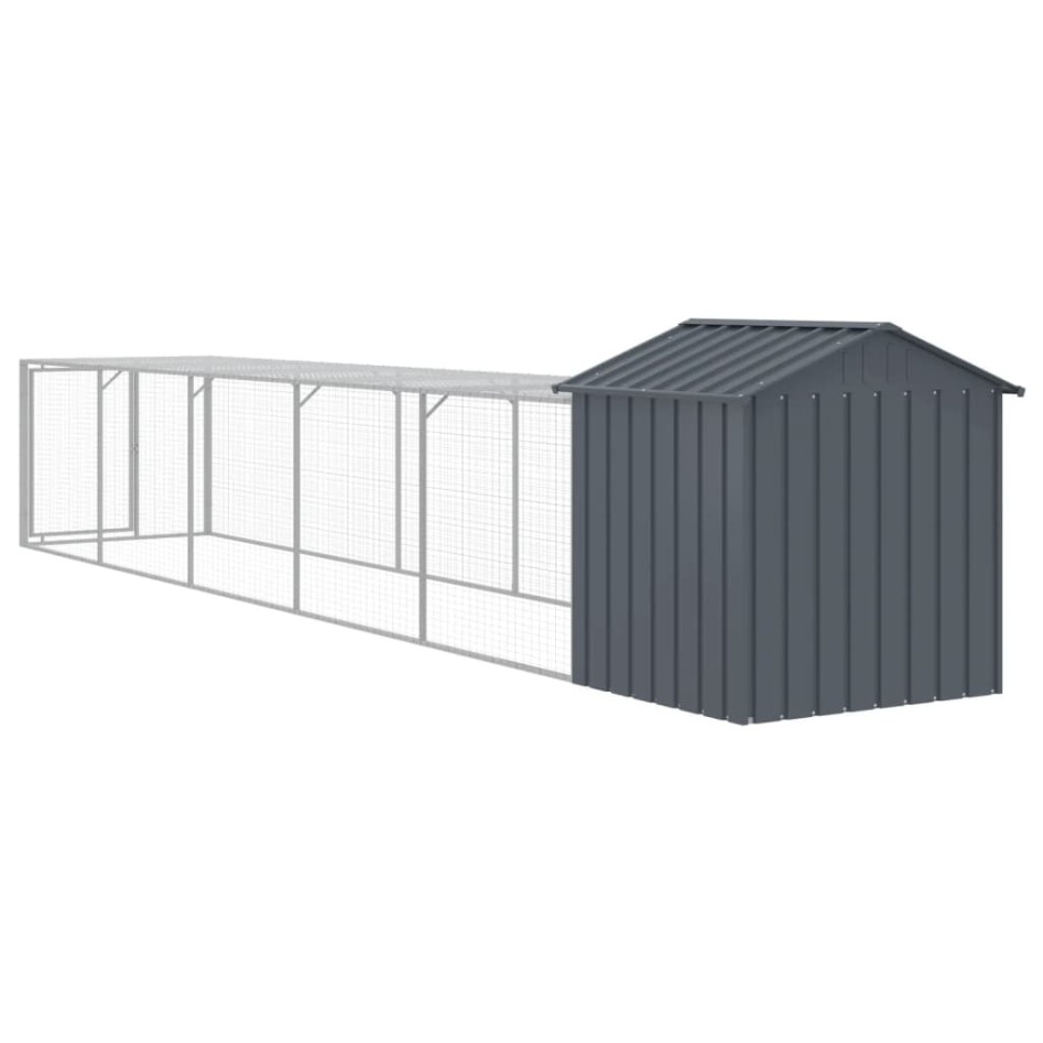 Gallinero con corral acero galvanizado gris 117x609x123