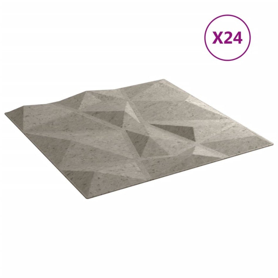 Paneles de pared 24 uds diamante gris hormigón 50x50cm XPS 6