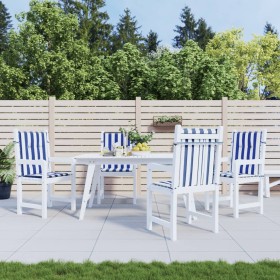 Cojines silla de respaldo bajo 4 uds tela a rayas azul y