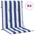 Cojines silla de respaldo bajo 4 uds tela a rayas azul y