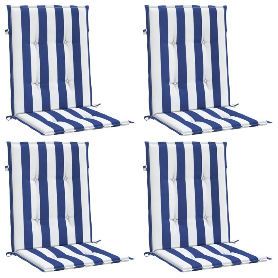 Cojines silla de respaldo bajo 4 uds tela a rayas azul y