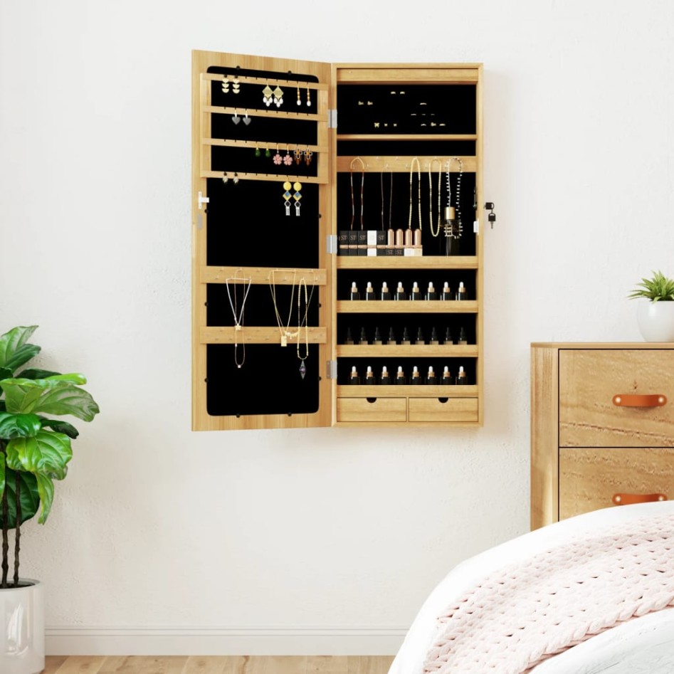 Espejo con joyero y luces LED para