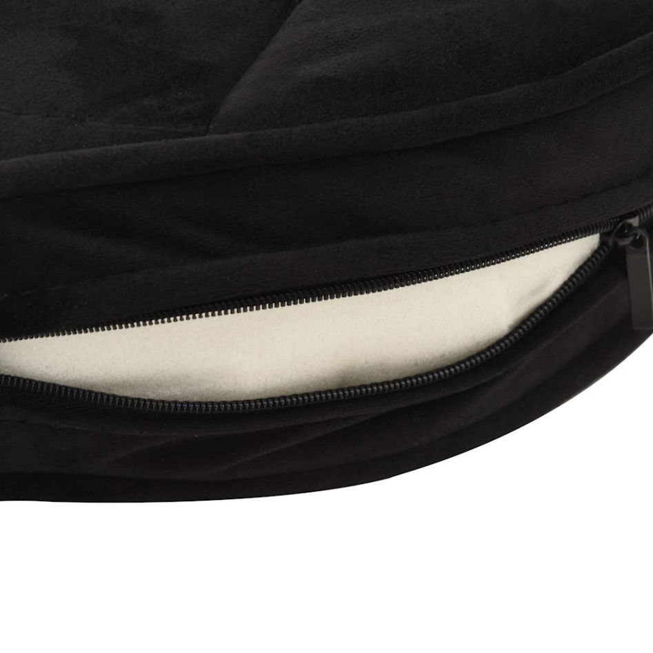 Sofá para perros felpa y cuero sintético negro 48x48x32