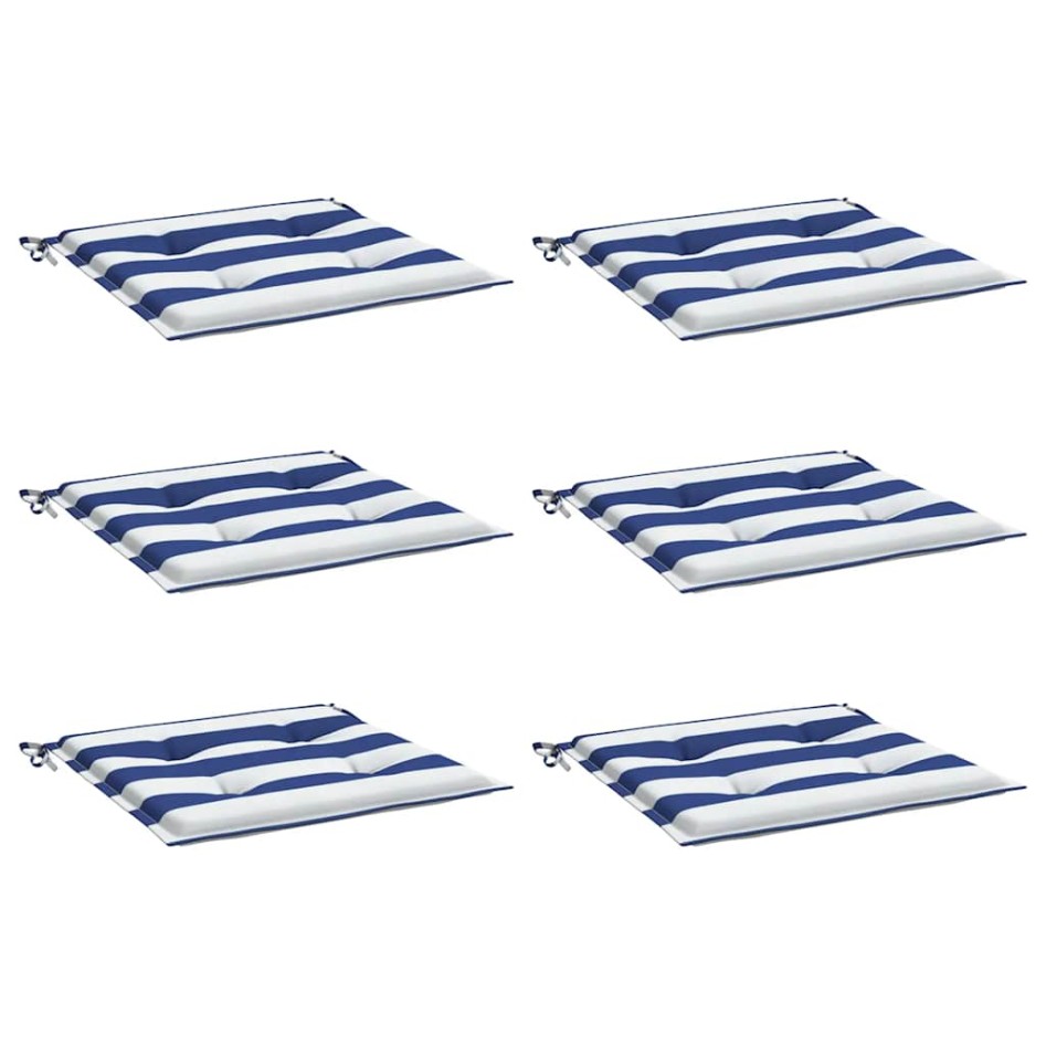 Cojines silla jardín 6 uds tela a rayas azul y blanco