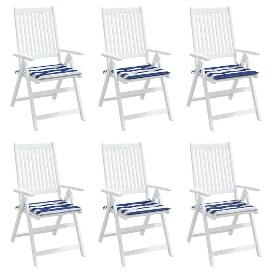 Cojines silla jardín 6 uds tela a rayas azul y blanco