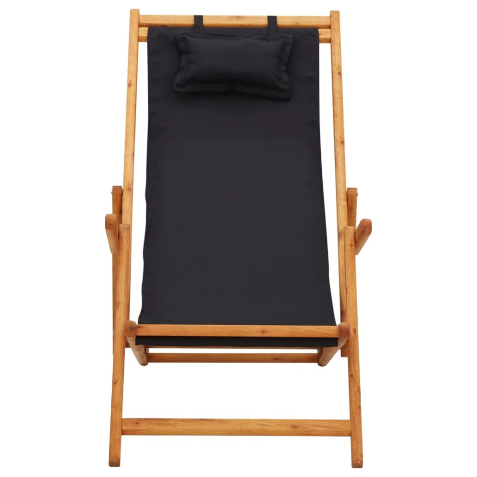 Silla de playa plegable madera maciza de eucalipto y tela