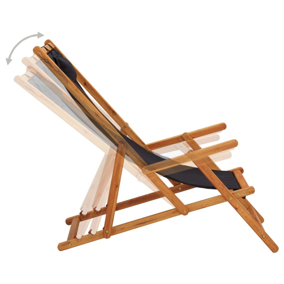 Silla de playa plegable madera maciza de eucalipto y tela