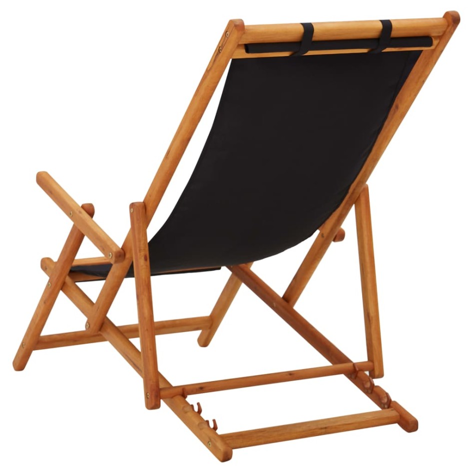 Silla de playa plegable madera maciza de eucalipto y tela