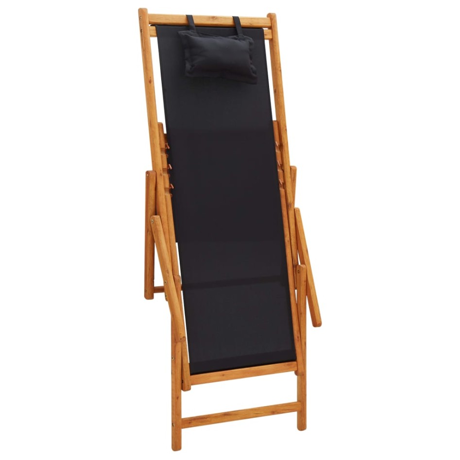 Silla de playa plegable madera maciza de eucalipto y tela