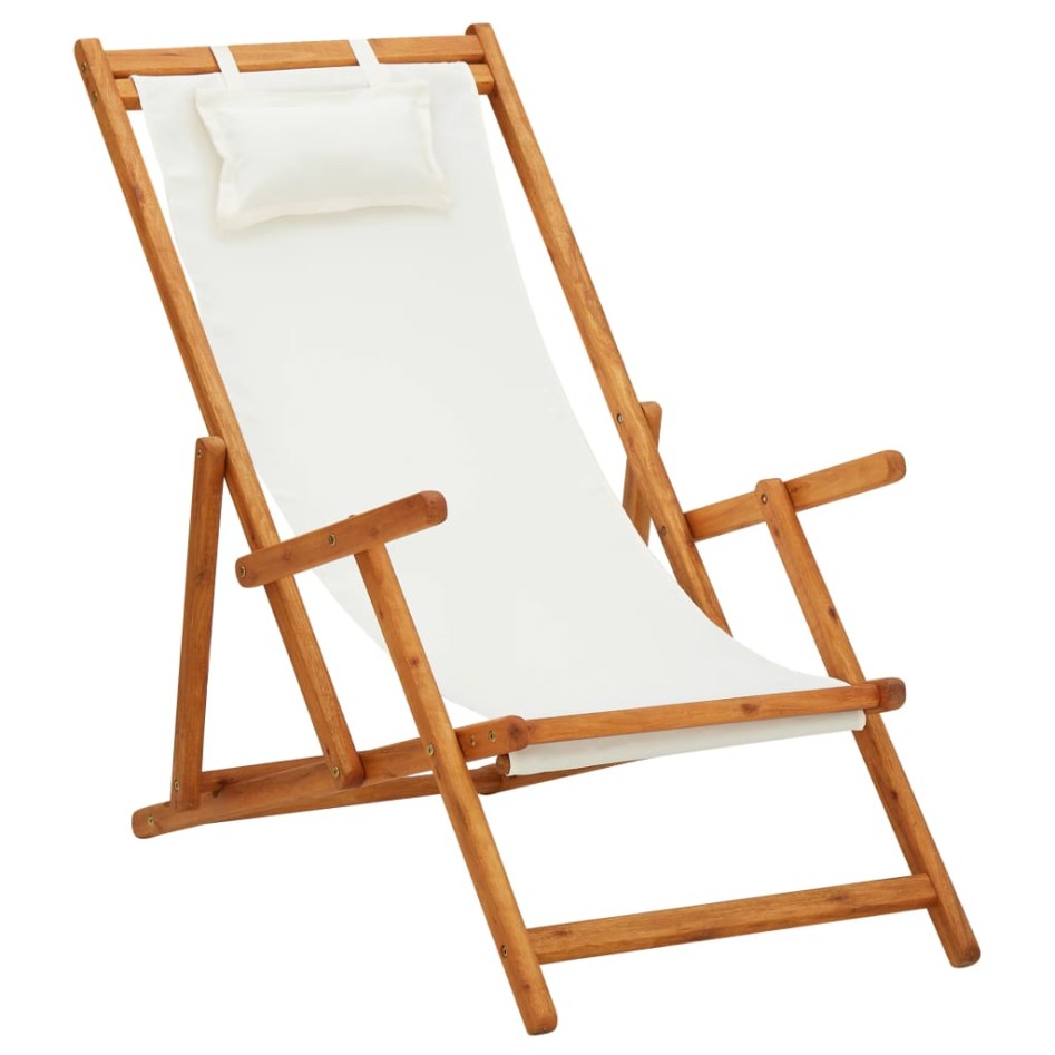 Silla de playa plegable madera maciza de eucalipto y tela