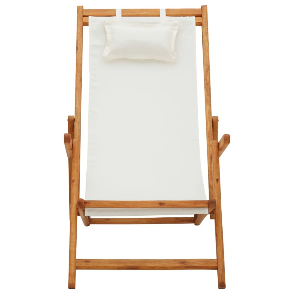 Silla de playa plegable madera maciza de eucalipto y tela