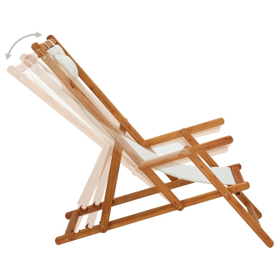 Silla de playa plegable madera maciza de eucalipto y tela