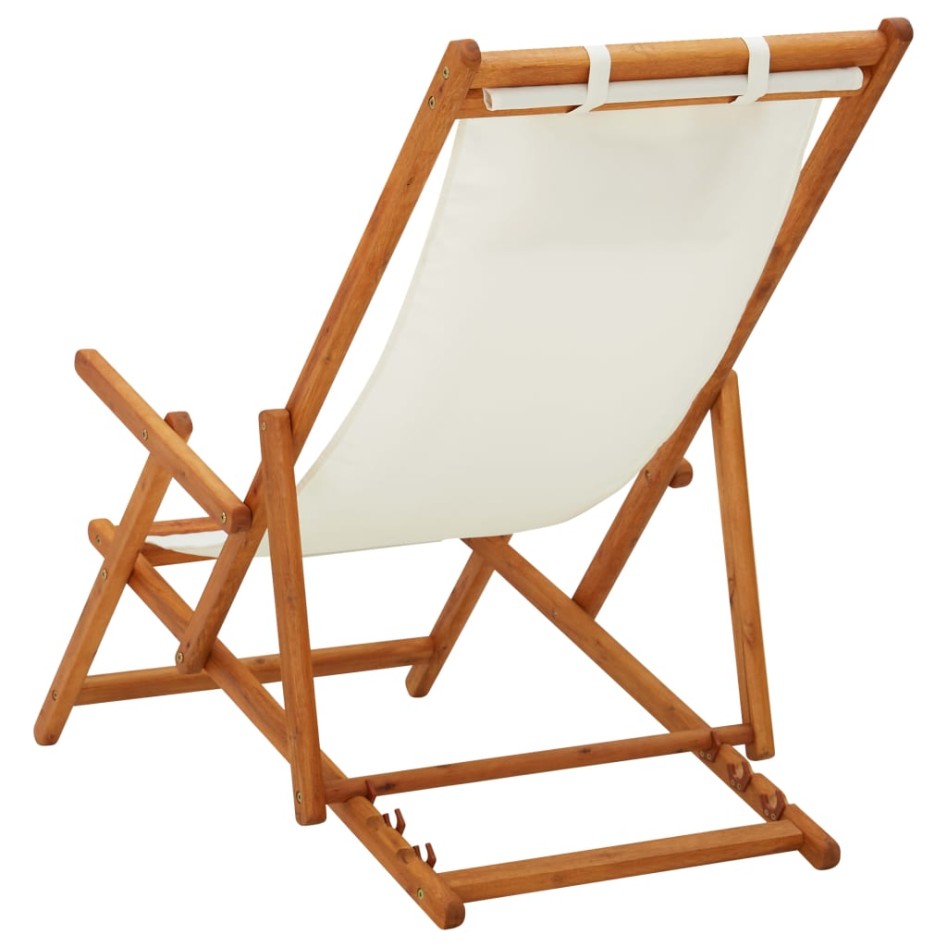 Silla de playa plegable madera maciza de eucalipto y tela