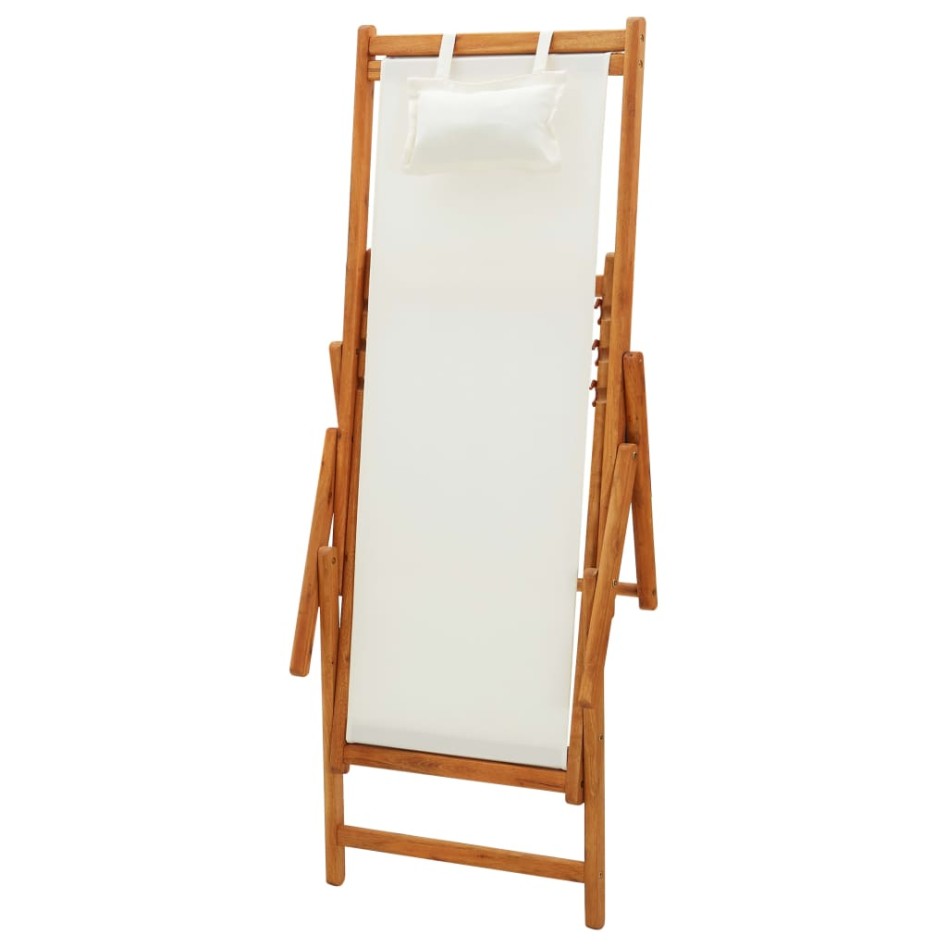 Silla de playa plegable madera maciza de eucalipto y tela
