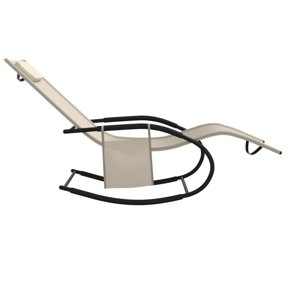 Tumbona mecedora de acero y textileno