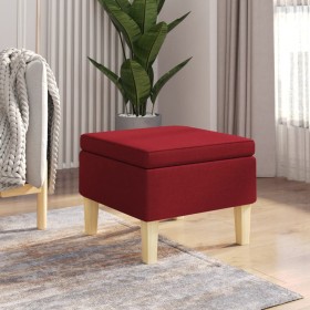 Taburete con patas de madera tapizado tela rojo