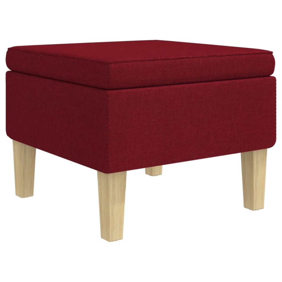 Taburete con patas de madera tapizado tela rojo