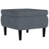 Taburete con patas de madera terciopelo gris