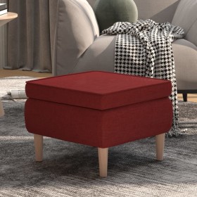 Taburete con patas de madera tapizado tela rojo