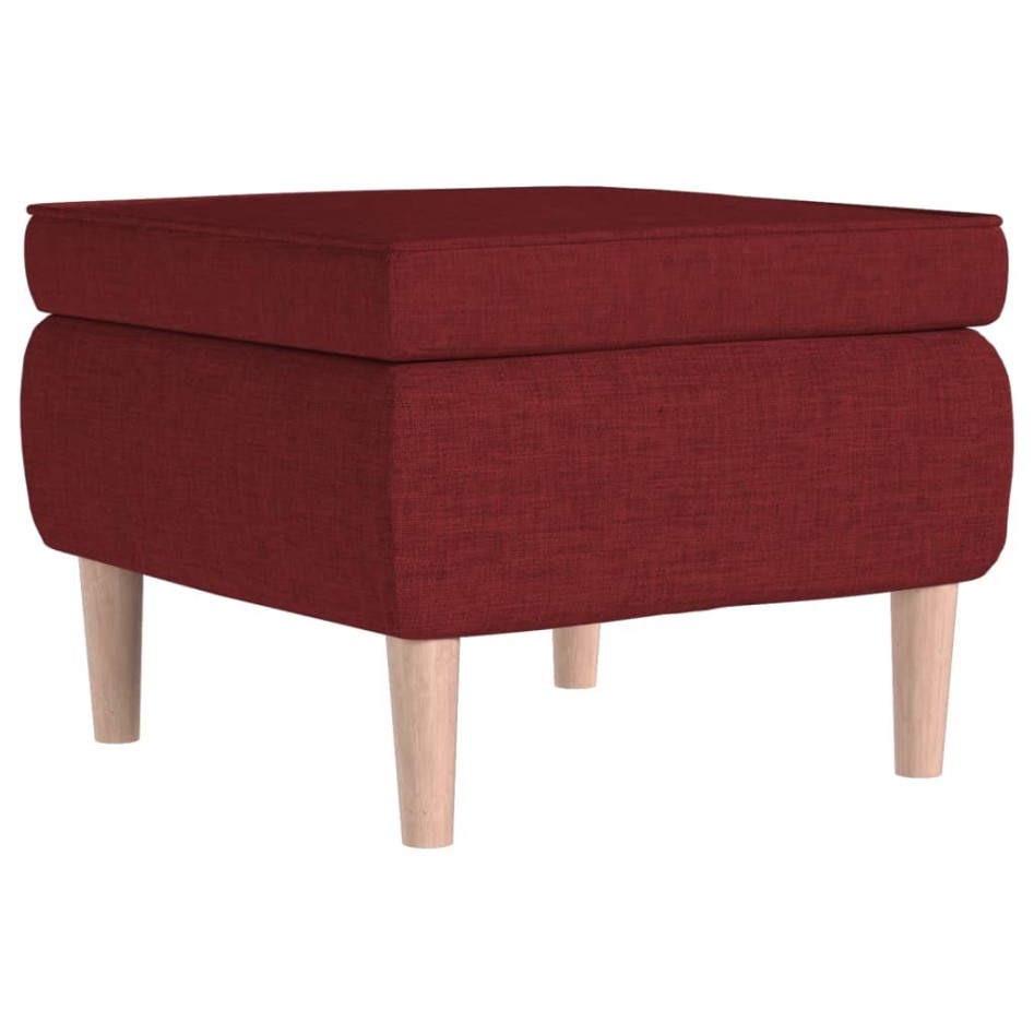 Taburete con patas de madera tapizado tela rojo