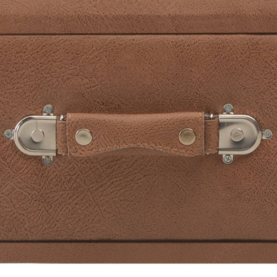 Mesa de centro de cuero sintético marrón oscuro 80x40x46