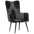 Sillón orejero cuero auténtico negro y