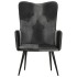 Sillón orejero cuero auténtico negro y
