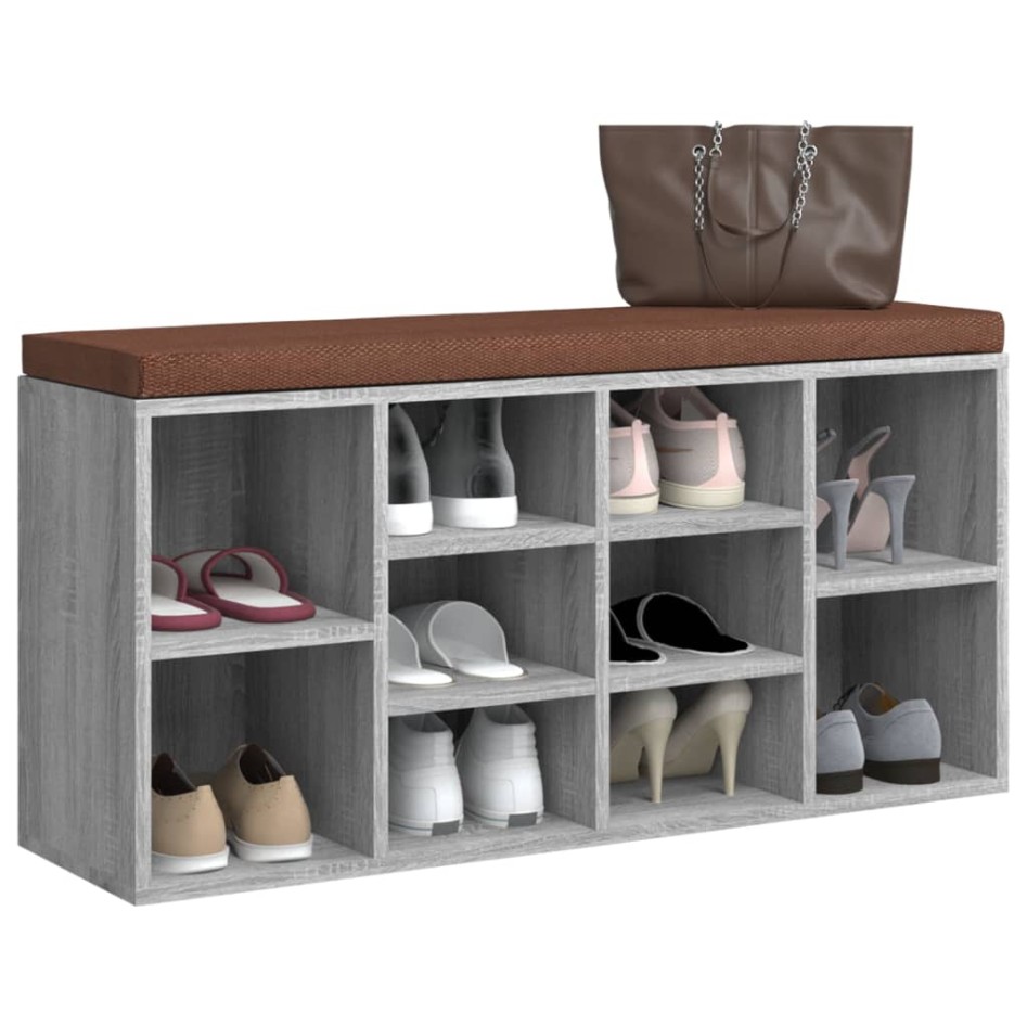 Banco zapatero madera contrachapada gris Sonoma 103x30x48