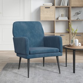 Sillón de terciopelo azul 62x79x79