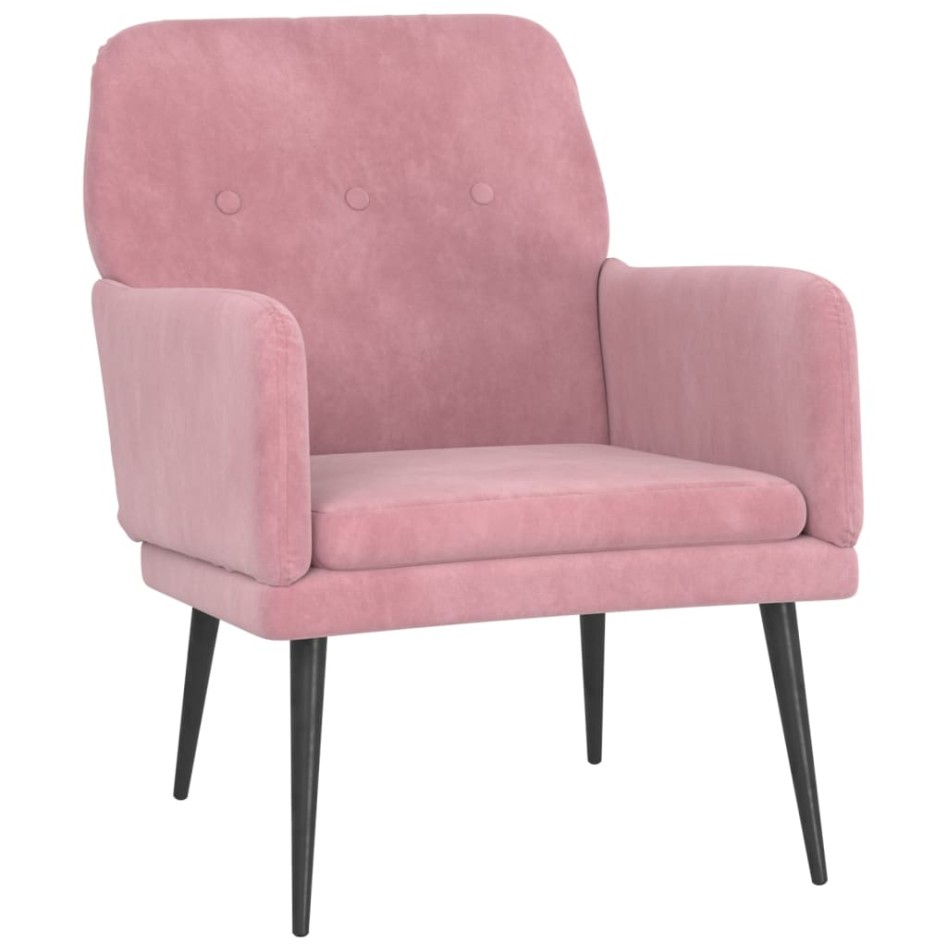 Sillón de terciopelo rosa 62x79x79