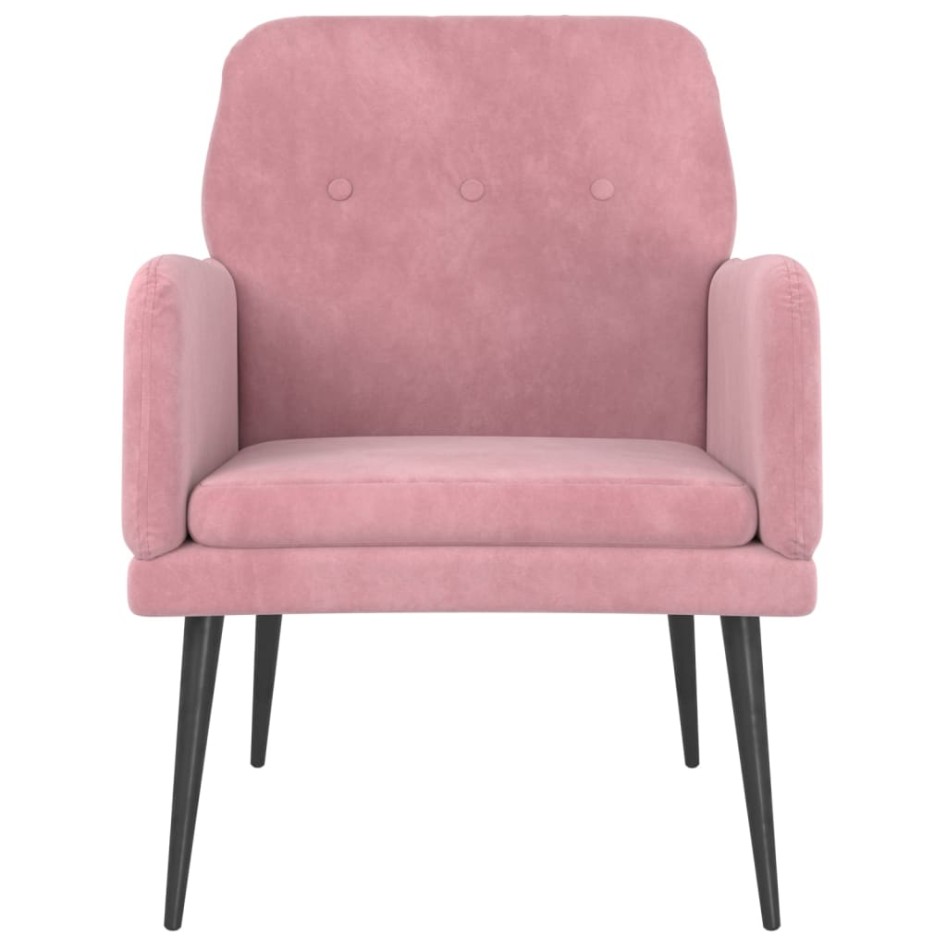 Sillón de terciopelo rosa 62x79x79