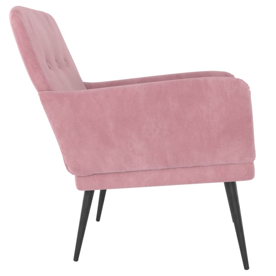Sillón de terciopelo rosa 62x79x79