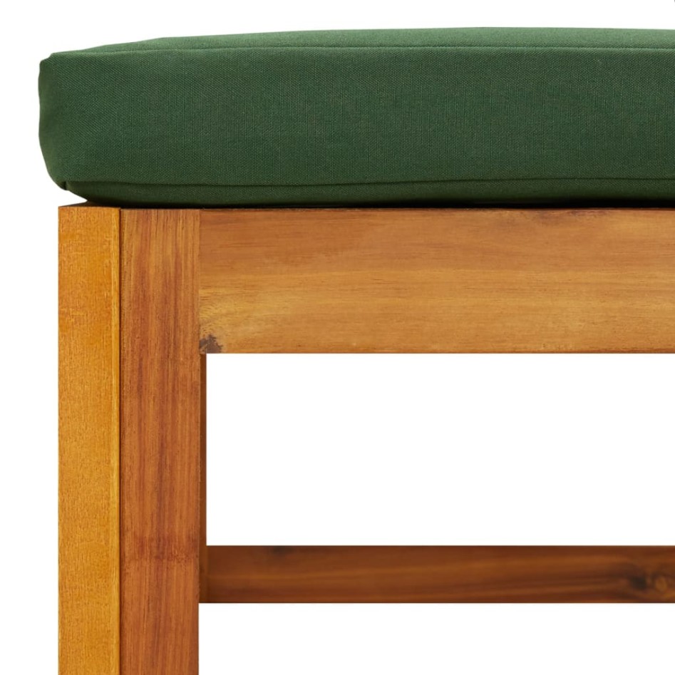 Reposapiés de jardín madera maciza acacia con cojín