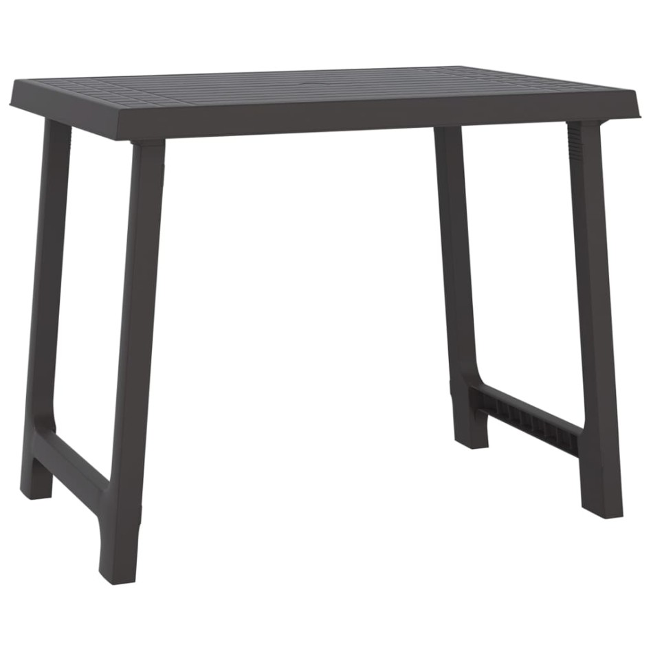 Mesa de camping aspecto de madera PP gris antracita 79x56x64