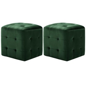 Mesitas de noche 2 unidades terciopelo verde 30x30x30