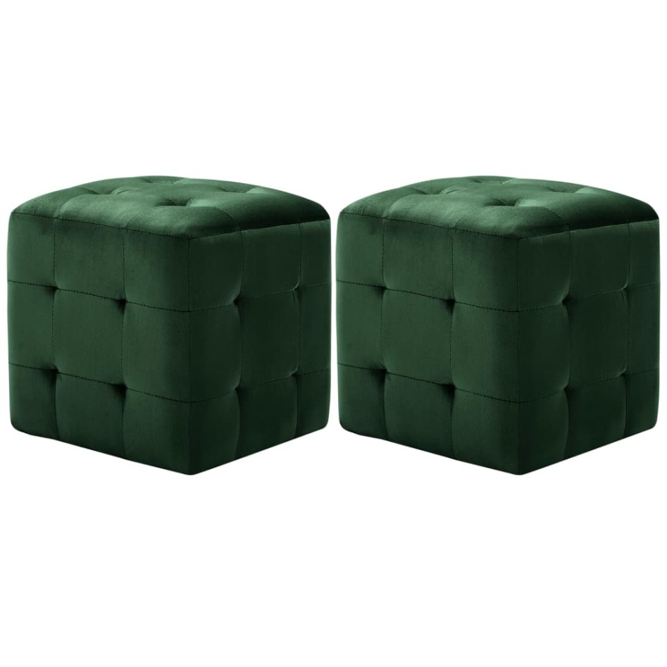 Mesitas de noche 2 unidades terciopelo verde 30x30x30