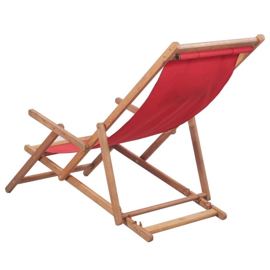 Silla de playa plegable de tela y estructura de madera
