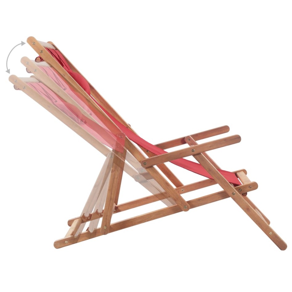 Silla de playa plegable de tela y estructura de madera