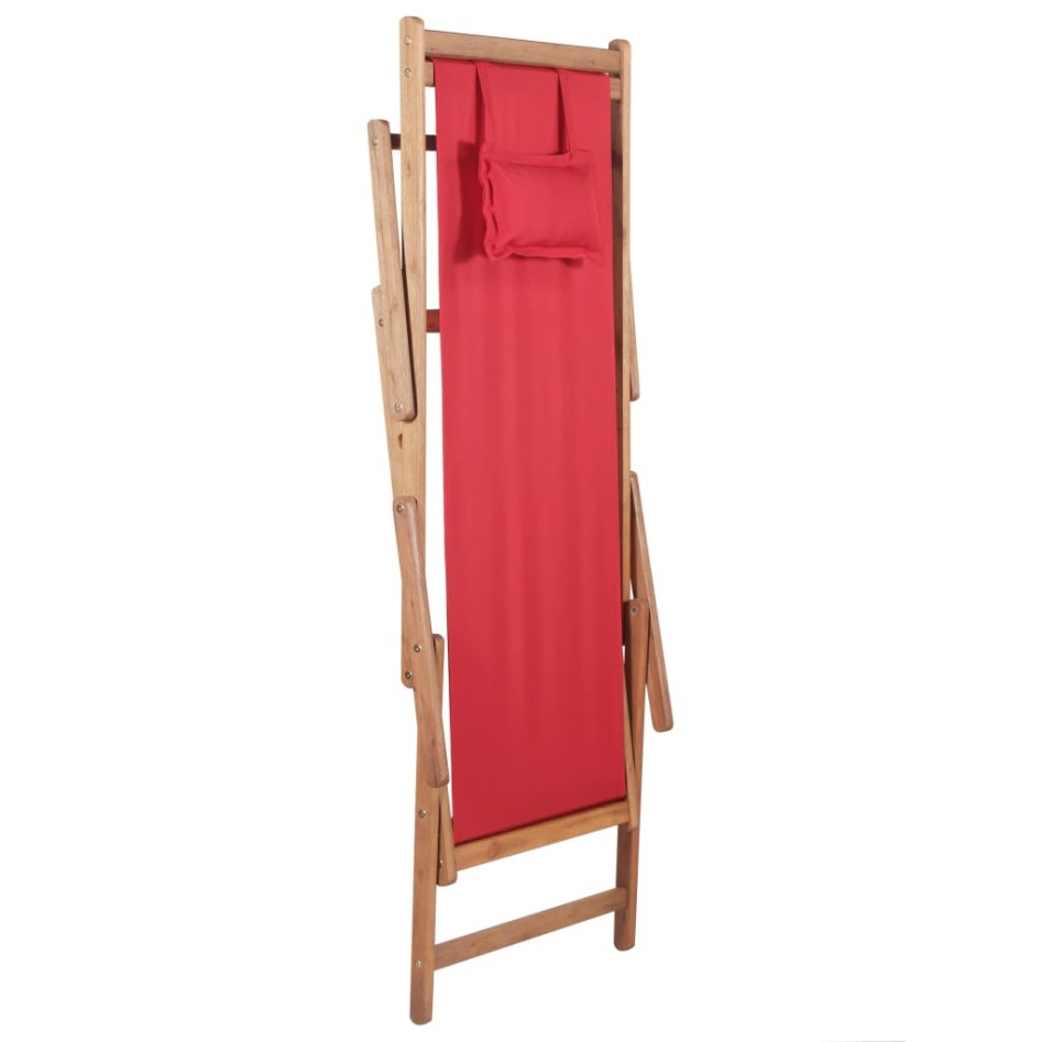 Silla de playa plegable de tela y estructura de madera