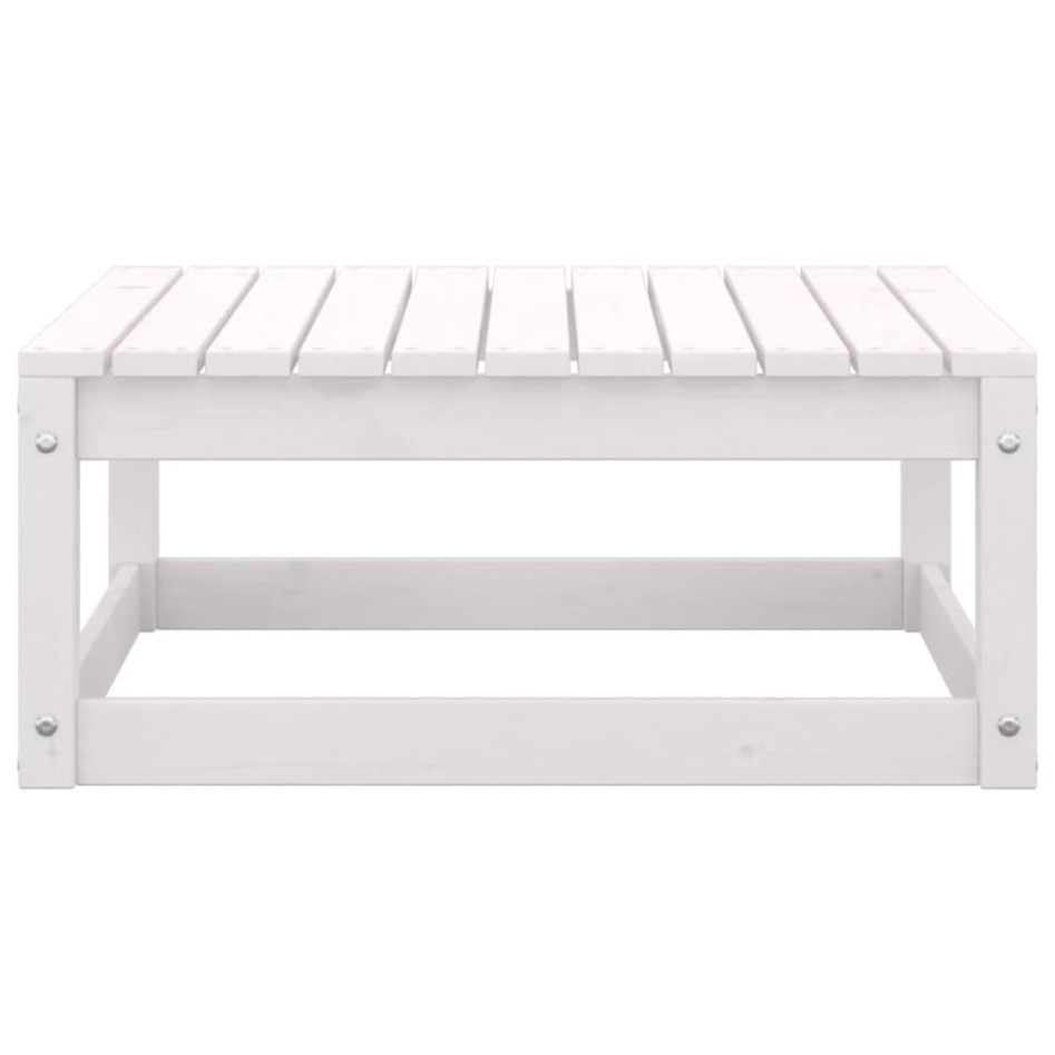 Taburetes de jardín con cojines blanco 2 uds madera maciza