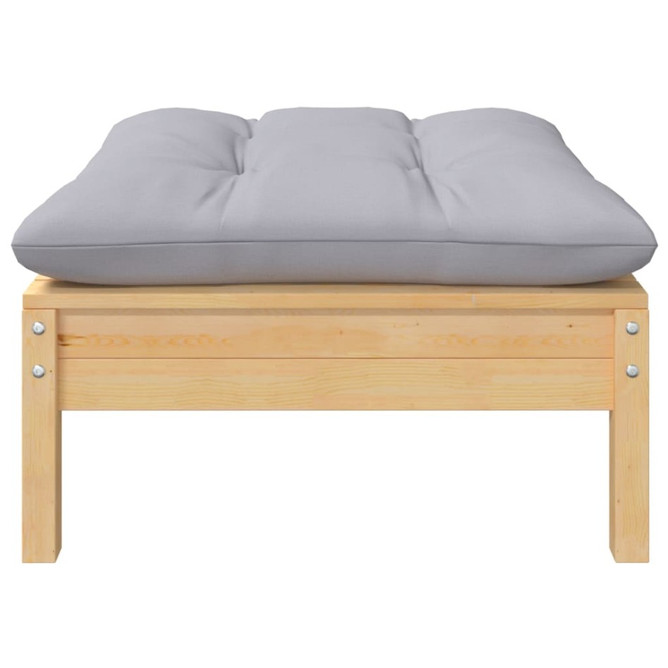 Reposapiés de jardín con cojín madera maciza de pino